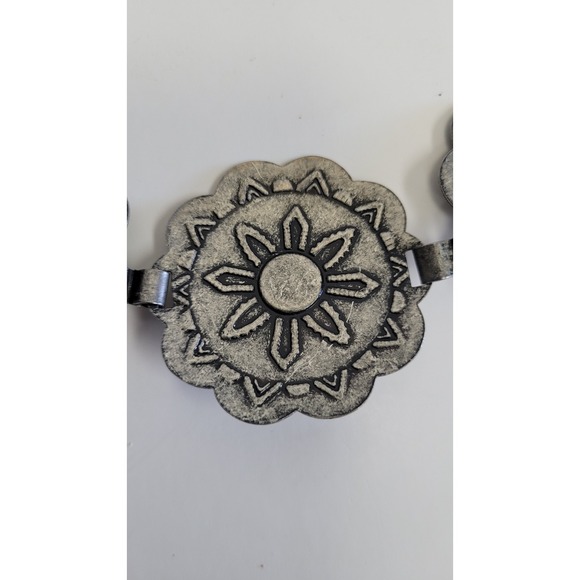 Vgt Korea G&S southwestern faux Silver Tone Turquoise Concho belt women 40 Inch - Picture 6 of 9